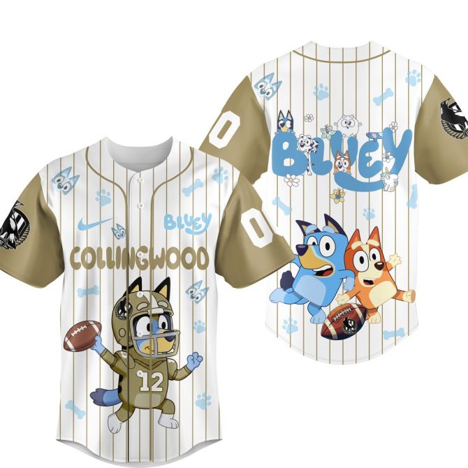 Custom Collingwood Bluey Kids' Jersey – Personalized Number, Fun Cartoon Design - Image 2
