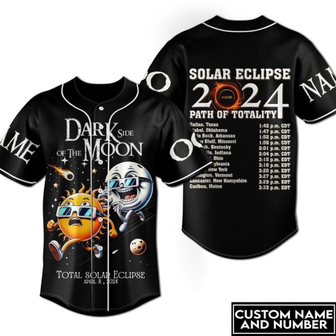 Custom Solar Eclipse 2024 Jersey - Dark Side Of The Moon Design, Personalized Name & Number