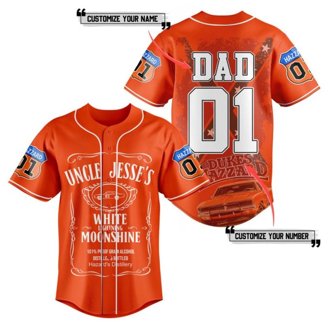 Customizable Dukes Of Hazzard Baseball Jersey - Personalize Name & Number - Perfect Gift For Dad!