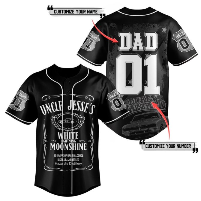 Customizable Dukes Of Hazzard Baseball Jersey - Personalize Name & Number - Perfect Gift For Dad! - Image 2