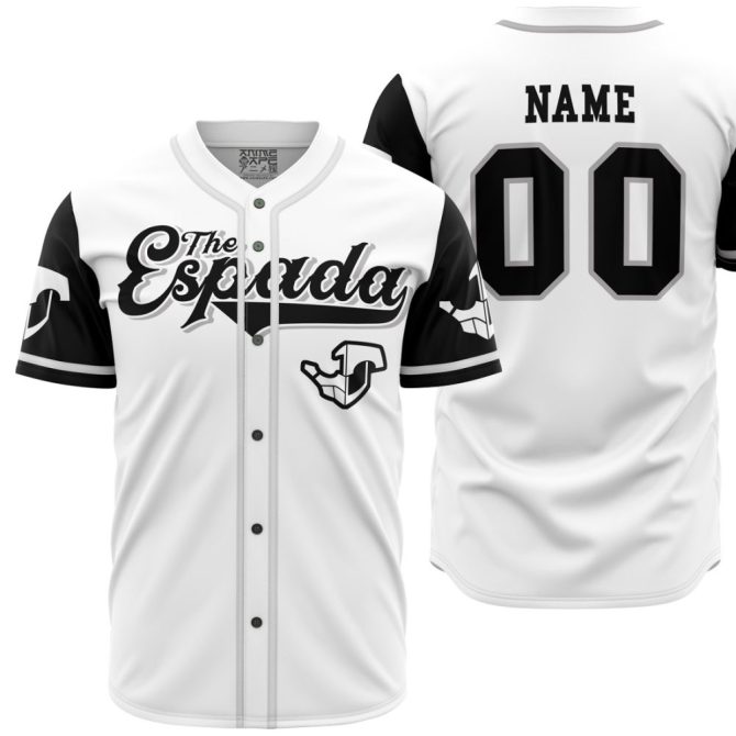 Custom Espada Baseball Jersey – Personalized Name & Number, Stylish Black & White Design