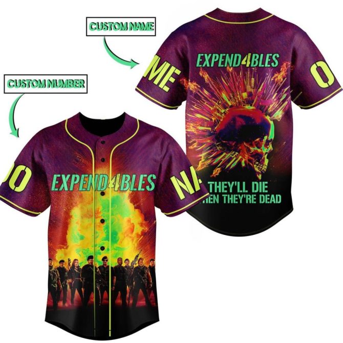 Customize Your Expendables Baseball Jersey - Add Name & Number - Bold Design For Fans