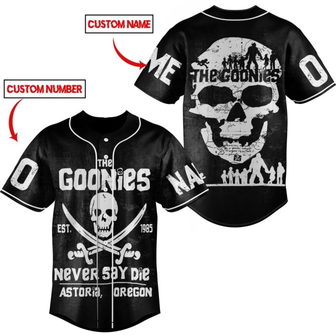 Custom Goonies Baseball Jersey - Personalized Name & Number - Never Say Die Style
