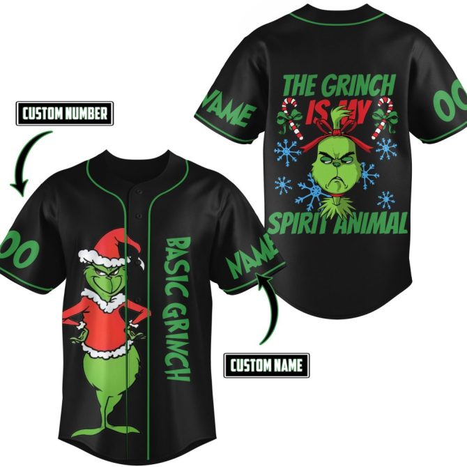Customizable Grinch Christmas Jersey - Funny Holiday Spirit Wear - Add Your Name & Number!
