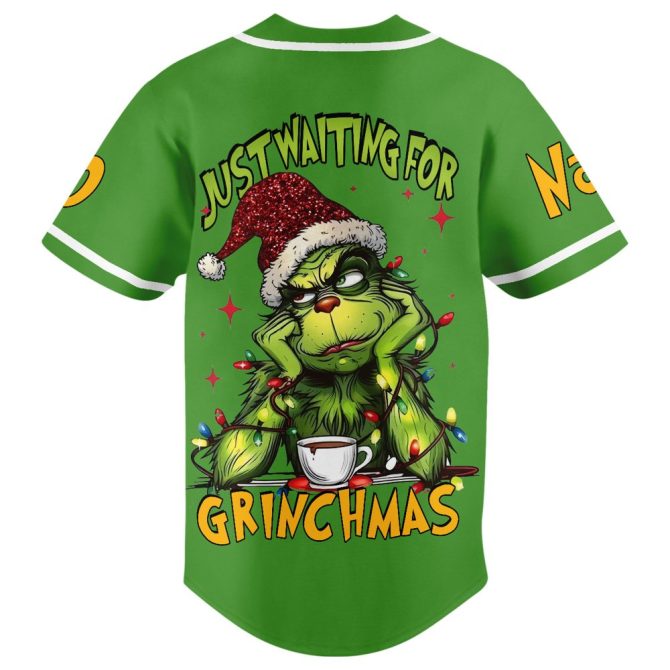 Custom Grinch Christmas Baseball Jersey - Personalized Name & Number - Festive Holiday Fun! - Image 3