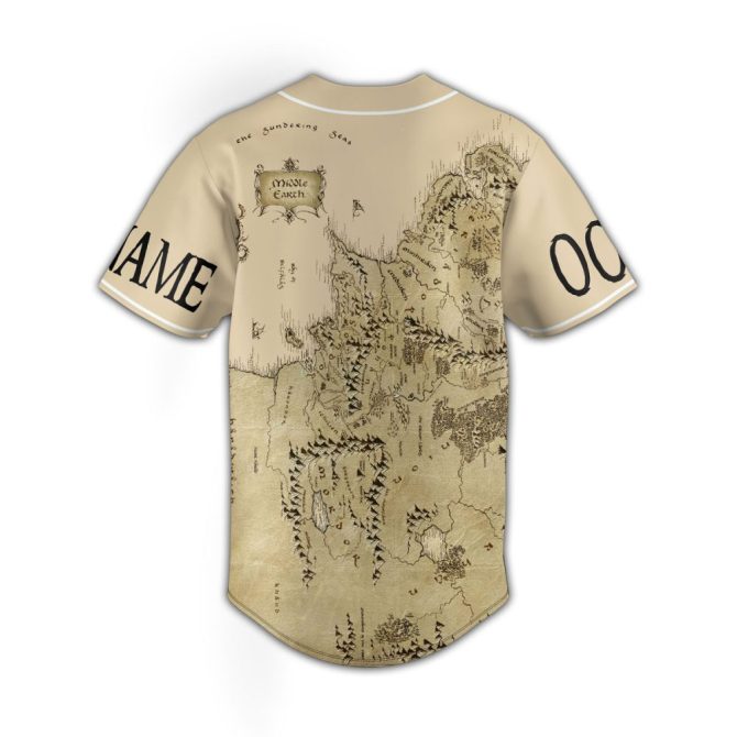 Custom Hobbit Baseball Jersey – Personalized Lotr Map Design For Fans - Image 3