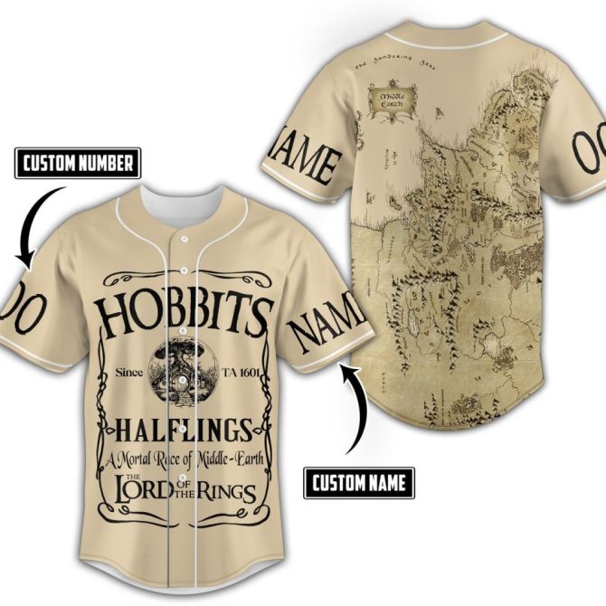 Custom Hobbit Baseball Jersey – Personalized Lotr Map Design For Fans