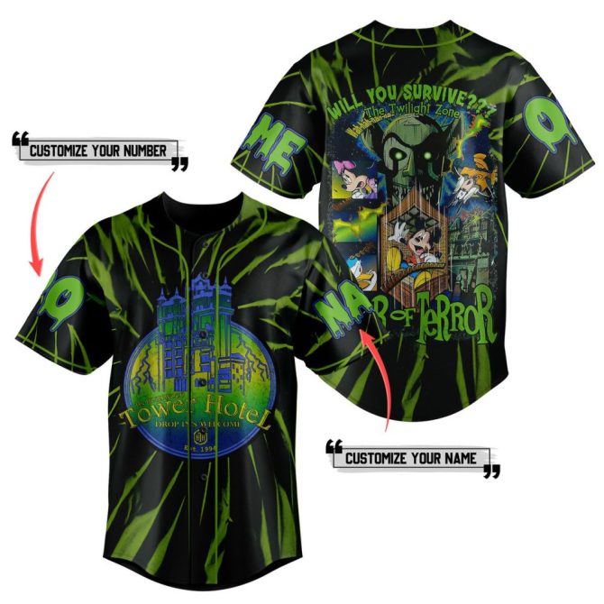 Customizable Twilight Zone Tower Of Terror Baseball Jersey - Personalize Your Name & Number!