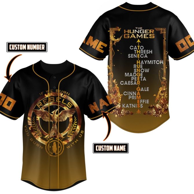 Customizable Hunger Games Baseball Jersey – Add Name & Number – Perfect Fan Gift!