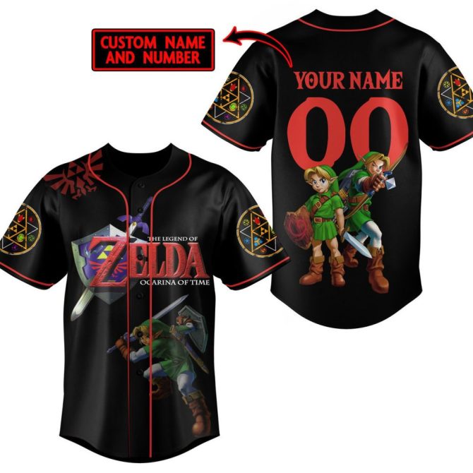 Customizable Zelda Ocarina Of Time Baseball Jersey - Add Name & Number!