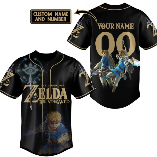 Custom Zelda Breath Of The Wild Jersey – Personalized Name & Number – Premium Gamer Apparel