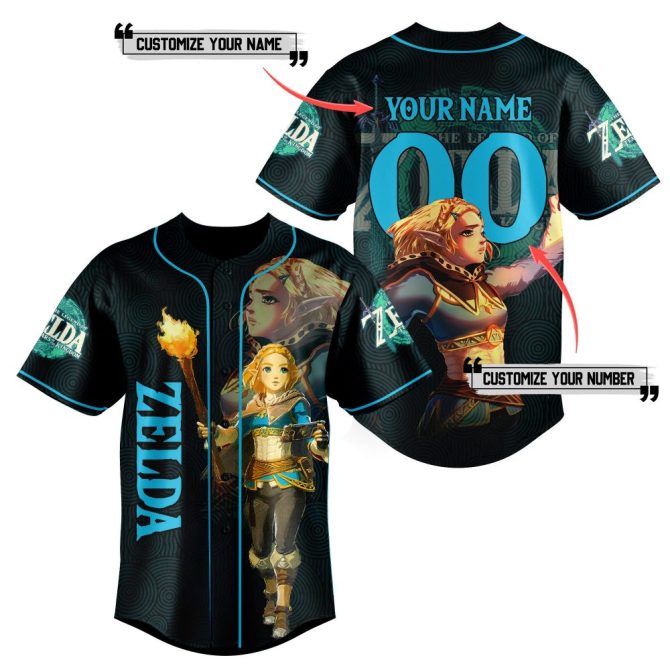Customizable Zelda Baseball Jersey - Add Your Name & Number - Perfect Gamer Gift!