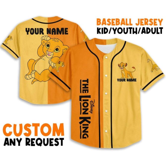 Custom Lion King Baseball Jersey - Kid/Youth/Adult Sizes - Personalize With Your Name! - Image 2