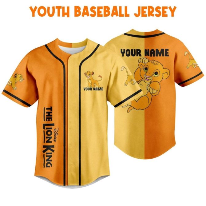 Custom Lion King Baseball Jersey - Kid/Youth/Adult Sizes - Personalize With Your Name! - Image 6