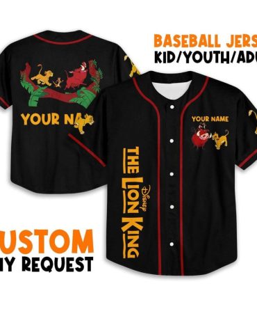 Custom Lion King Baseball Jersey - Add Your Name! Kids/Youth/Adult Sizes Available