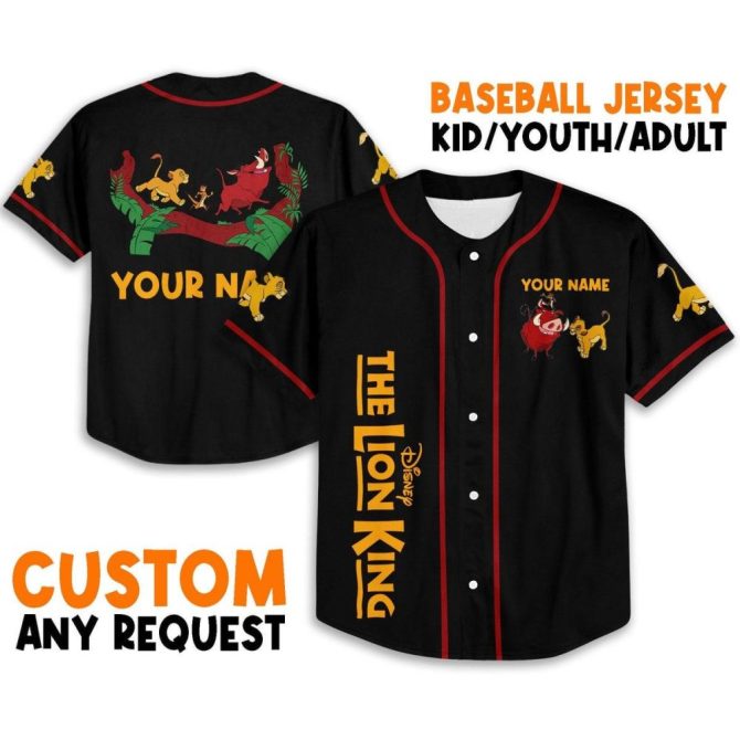 Custom Lion King Baseball Jersey - Add Your Name! Kids/Youth/Adult Sizes Available - Image 2