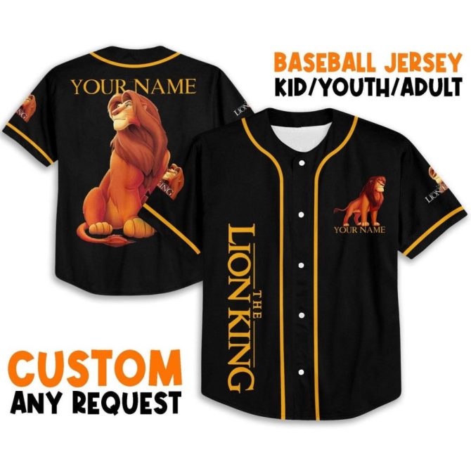 Custom Lion King Baseball Jersey - Personalized For Kids/Youth/Adults - Unique Design!