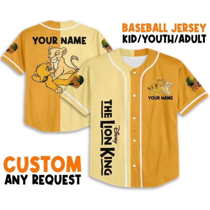 Custom Lion King Baseball Jersey - Personalized Name - Kids/Youth/Adult Sizes Available! - Image 2