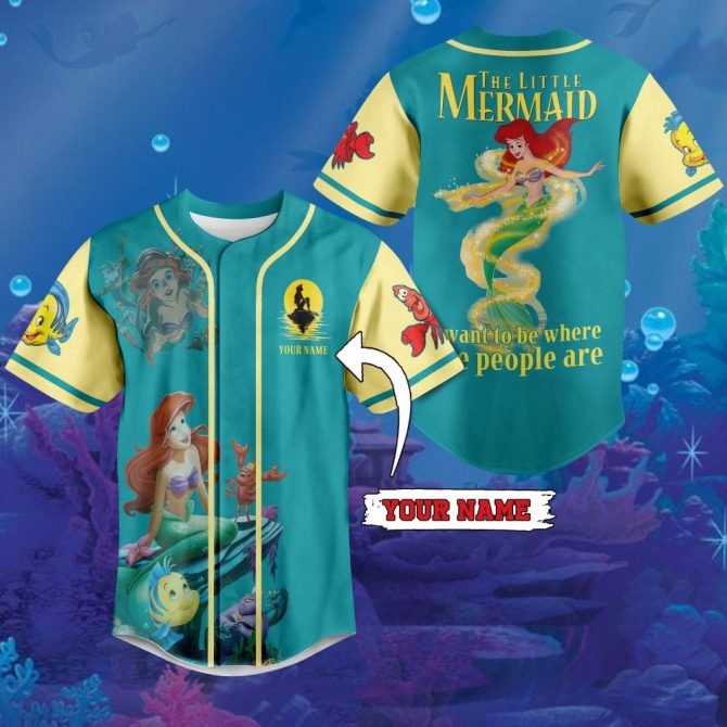 Customizable Little Mermaid Baseball Jersey – Vibrant Ariel Design For Fans