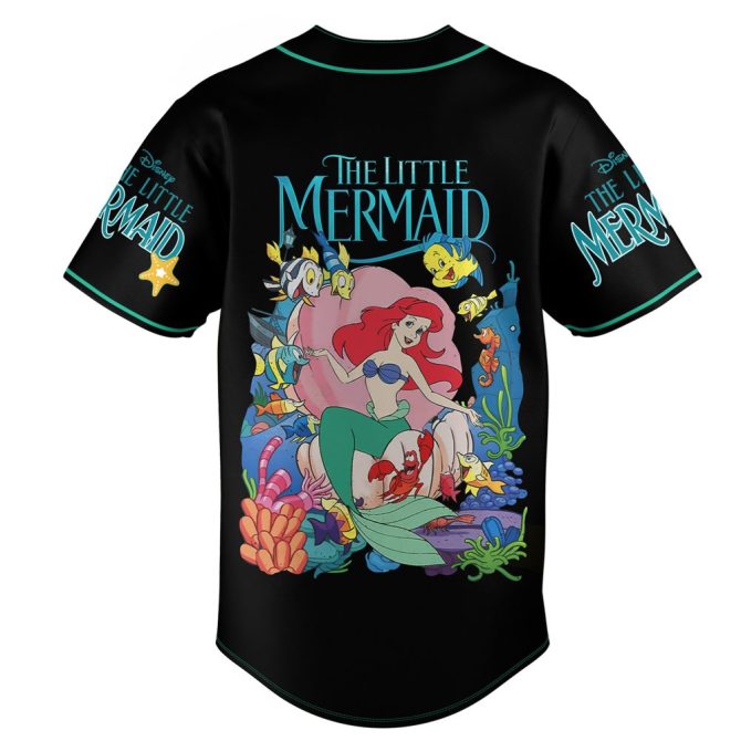 Custom Little Mermaid Baseball Jersey - Vibrant Ariel Design For Fans - Perfect Gift! - Image 4