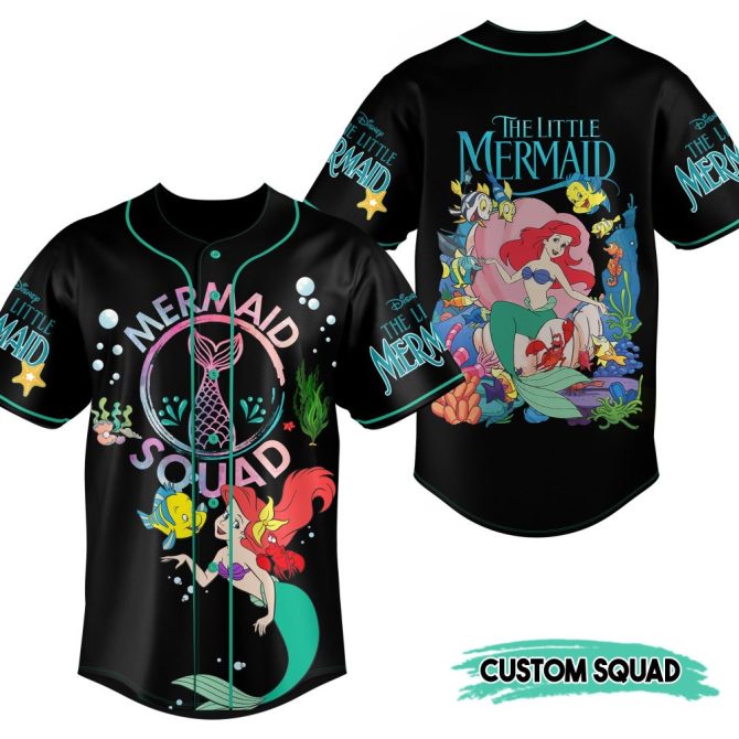 Custom Little Mermaid Baseball Jersey - Vibrant Ariel Design For Fans - Perfect Gift! - Image 2