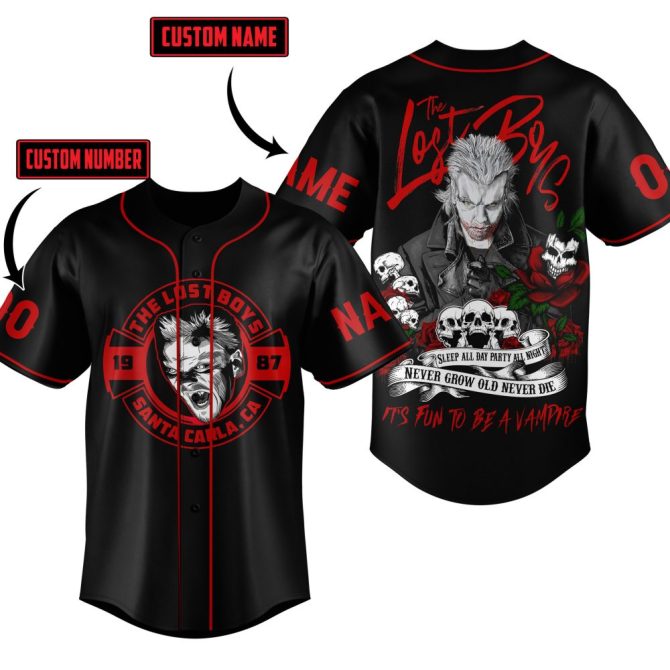 Custom Vampire Baseball Jersey - The Lost Boys Themed, Personalized Name & Number