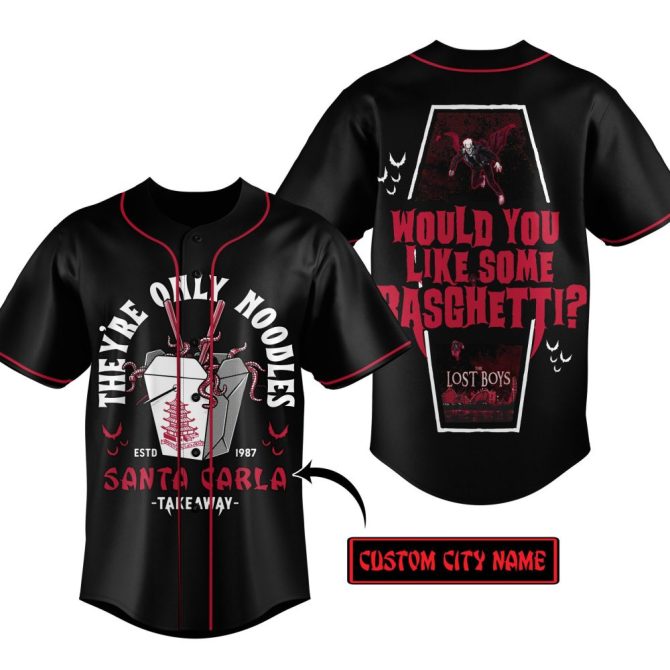 Custom City Lost Boys Baseball Jersey – 'They'Re Only Noodles' Design, Unique Halloween Gift!