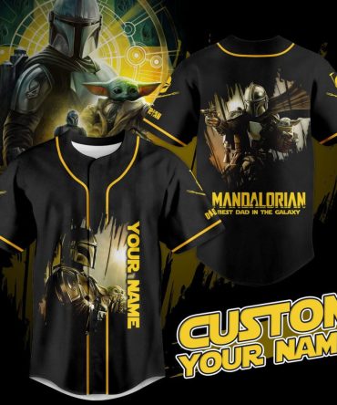 Custom Mandalorian Baseball Jersey - Best Dad In The Galaxy Gift - Personalize With Your Name