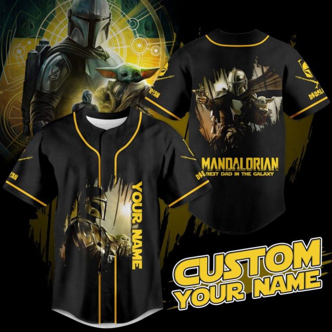 Custom Mandalorian Baseball Jersey - Best Dad In The Galaxy Gift - Personalize With Your Name