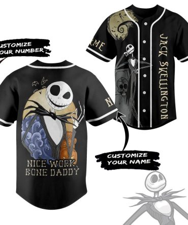 Customizable Jack Skellington Baseball Jersey - Personalized Halloween Gift For Fans