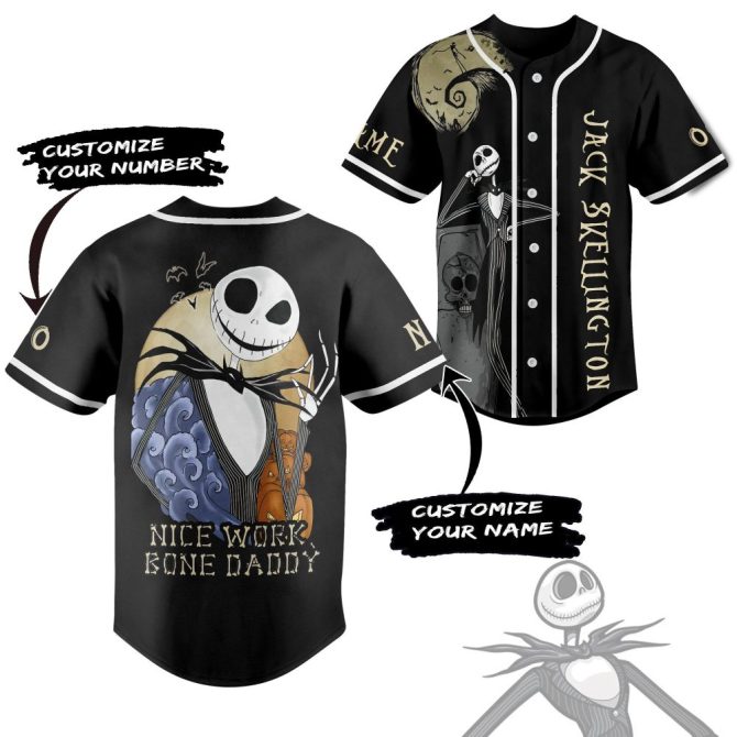 Customizable Jack Skellington Baseball Jersey - Personalized Halloween Gift For Fans