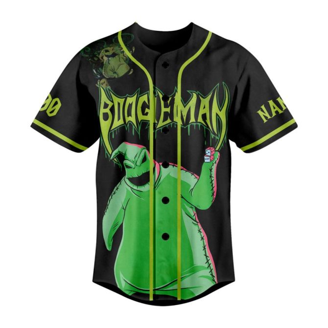 Customizable Boogeyman Baseball Jersey - Personalized Name & Number - Spooky Green Design - Image 3