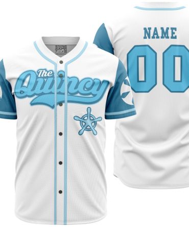 Customizable Quincy Baseball Jersey - Stylish White & Blue Design - Perfect For Sports Fans!