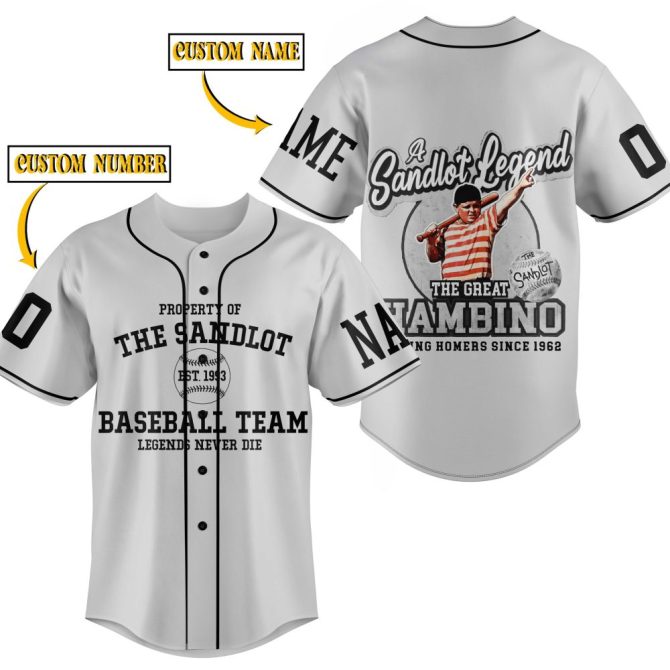 Custom Sandlot Baseball Jersey - Personalize Name & Number - The Great Hambino Legend