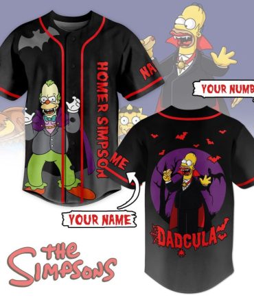 Customizable Simpsons Halloween Baseball Jersey - Homer Dracula Design