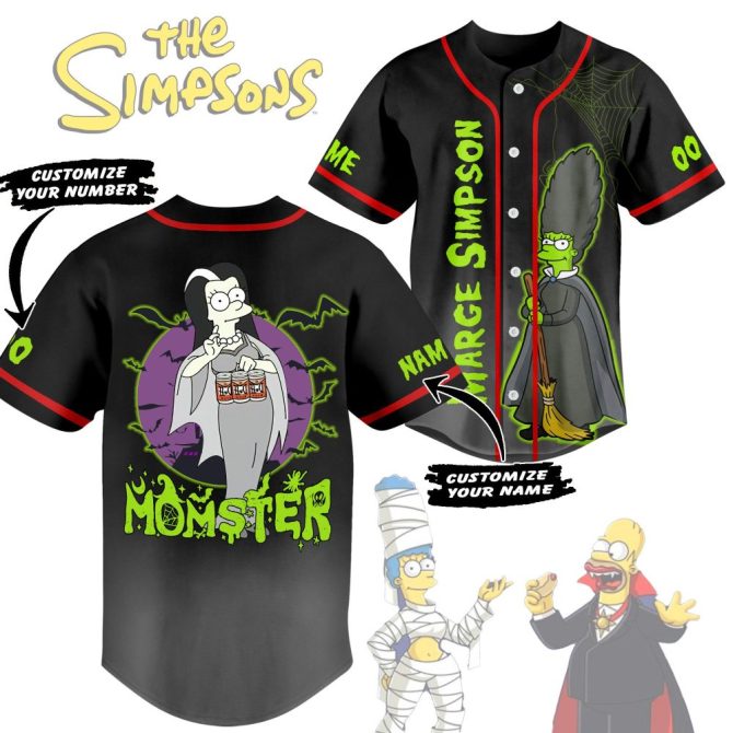 Customizable Simpsons Baseball Jersey - Halloween Marge Design - Add Your Name & Number!