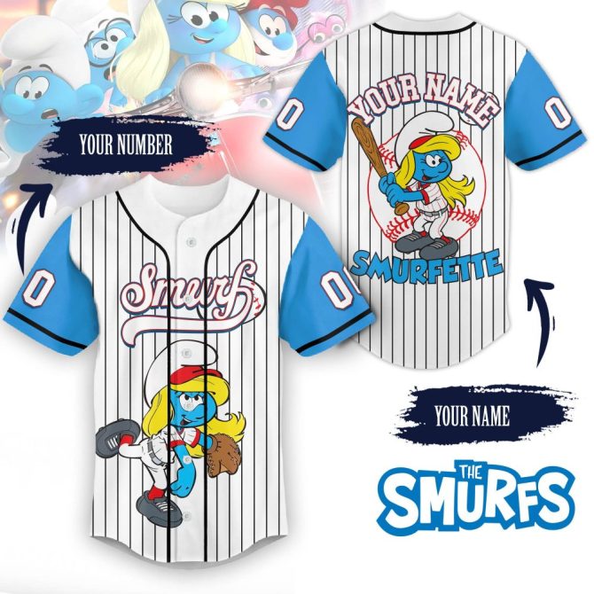 Customize Your Smurfette Baseball Jersey - Add Name & Number - Perfect Gift For Fans!