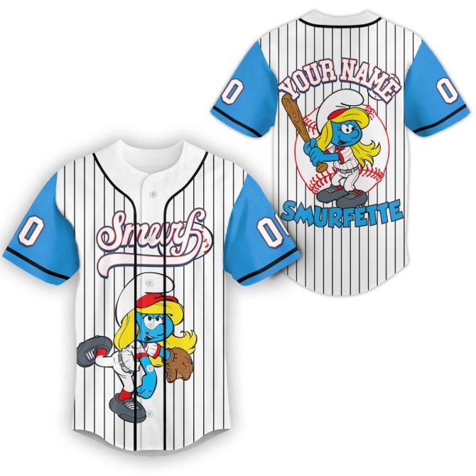 Customize Your Smurfette Baseball Jersey - Add Name & Number - Perfect Gift For Fans! - Image 2