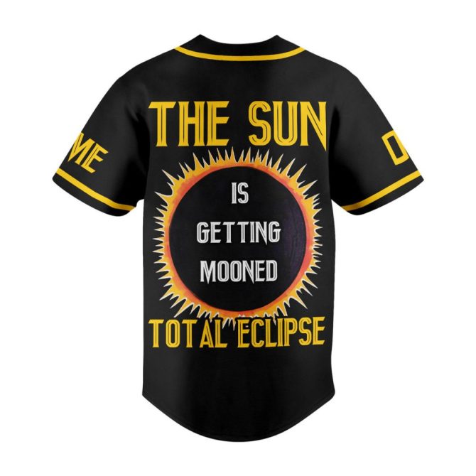 Custom 2024 Solar Eclipse Baseball Jersey - Personalized Name & Number - Fun Sun & Moon Design - Image 3