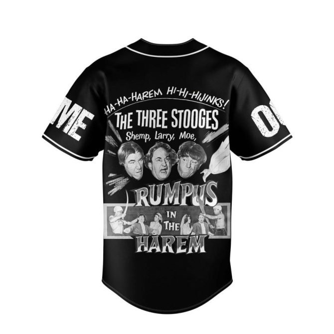 Custom Three Stooges Baseball Jersey - Add Your Name & Number - Classic Comedy Fan Gift - Image 3