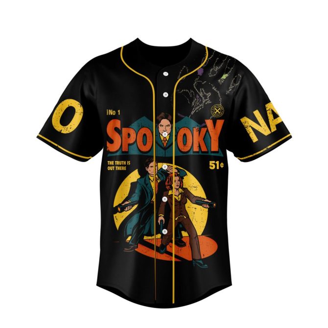 Custom Spooky Baseball Jersey - The Truth Is Out There Design - Personalize Name & Number - Image 2
