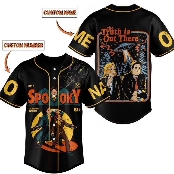 Custom Spooky Baseball Jersey - The Truth Is Out There Design - Personalize Name & Number