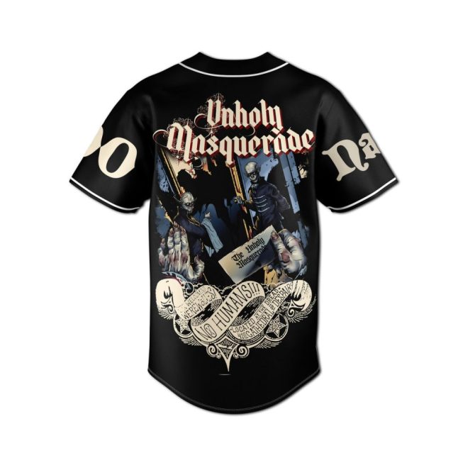 Custom Unholy Masquerade Baseball Jersey - Gothic Vampire Design, Personalized Name & Number, Perfect For Halloween - Image 2