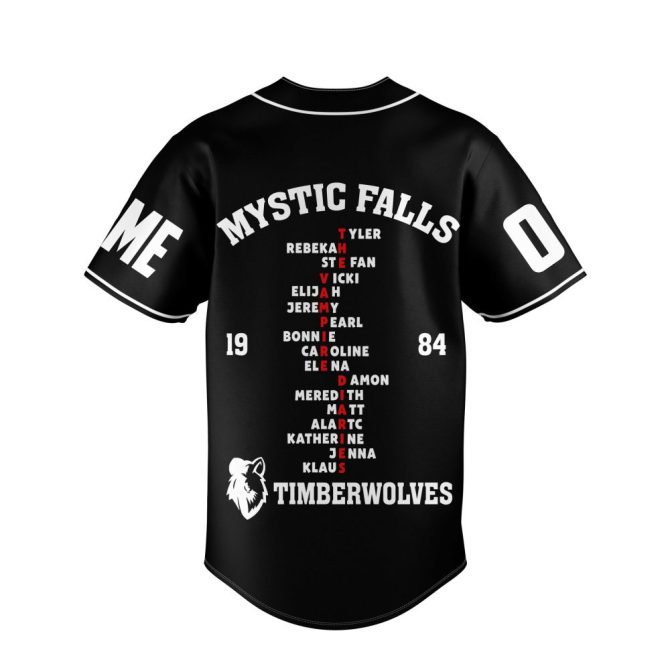 Custom Name & Number Mystic Falls Baseball Jersey - Personalized Fan Gift - Image 3