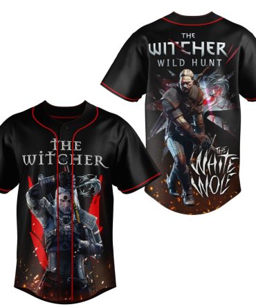 The Witcher Wild Hunt Baseball Jersey - Geralt The White Wolf Graphic Tee