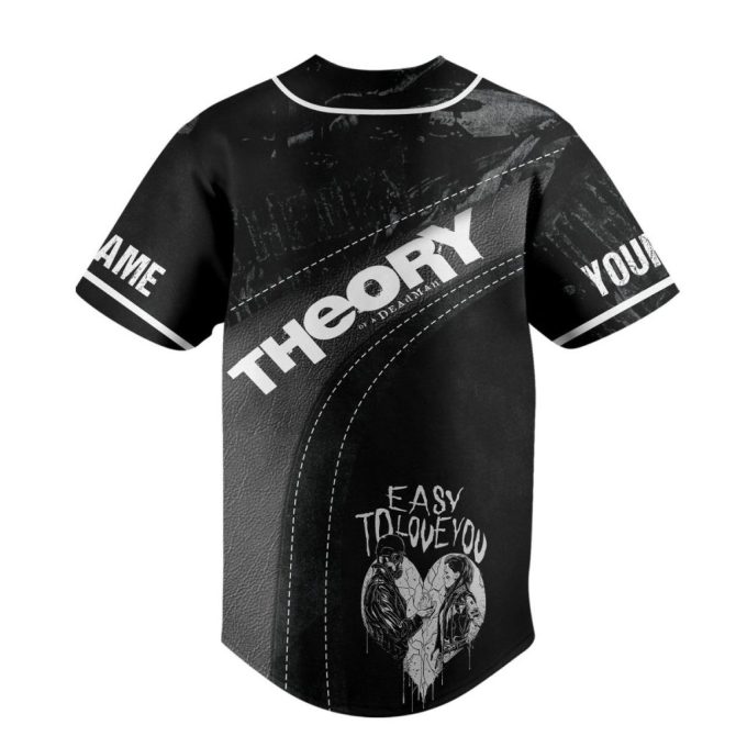 Edgy Black Graphic Baseball Jersey - Bold 'Theory' Design, Perfect For Streetwear Lovers - Image 3