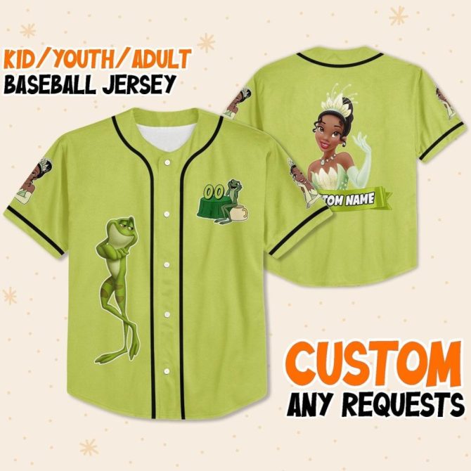 Custom Kids/Youth/Adult Baseball Jersey - Personalized Frog & Princess Design - Image 2