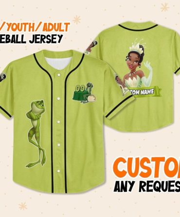 Custom Kids/Youth/Adult Baseball Jersey - Personalized Frog & Princess Design