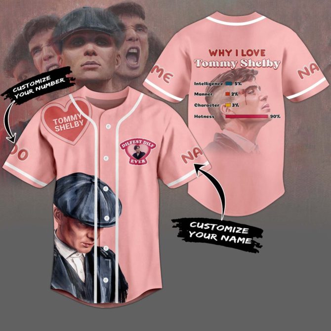 Customizable Tommy Shelby Baseball Jersey - Unique Design, Add Your Name & Number!