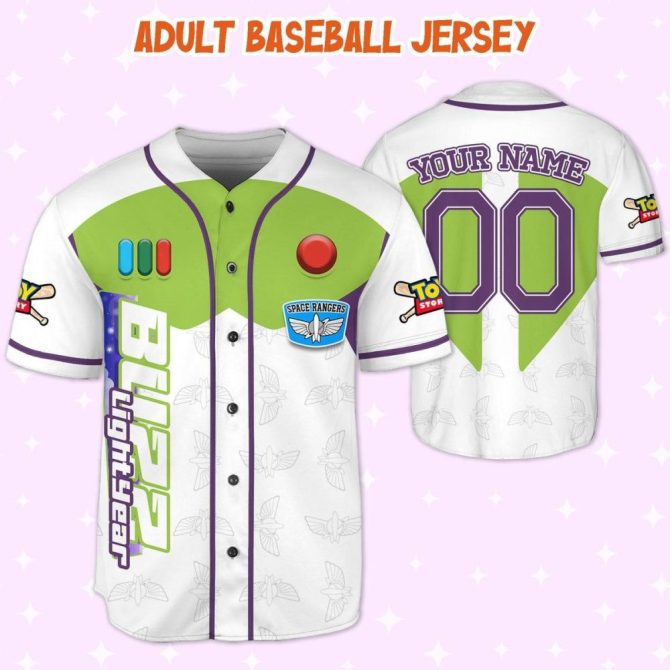 Custom Buzz Lightyear Baseball Jersey - Kids/Youth/Adult - Personalized Name & Number - Image 6